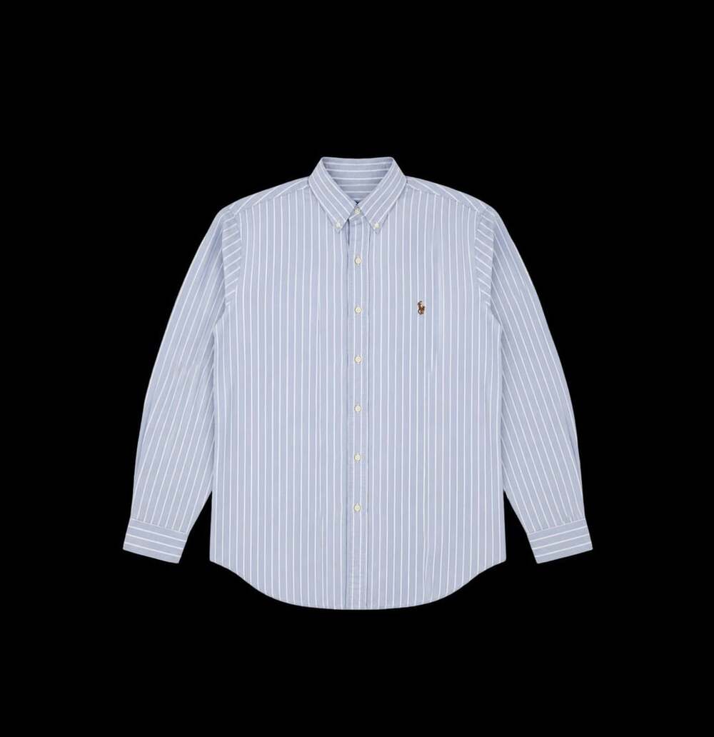Ralph Lauren Slim Fit Blue And White Striped Button Down Shirt